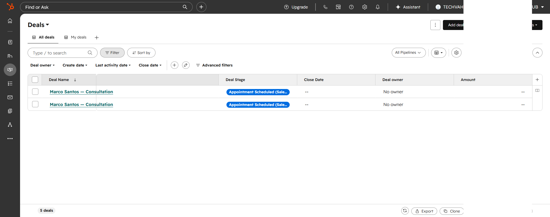 HubSpot — Deal created