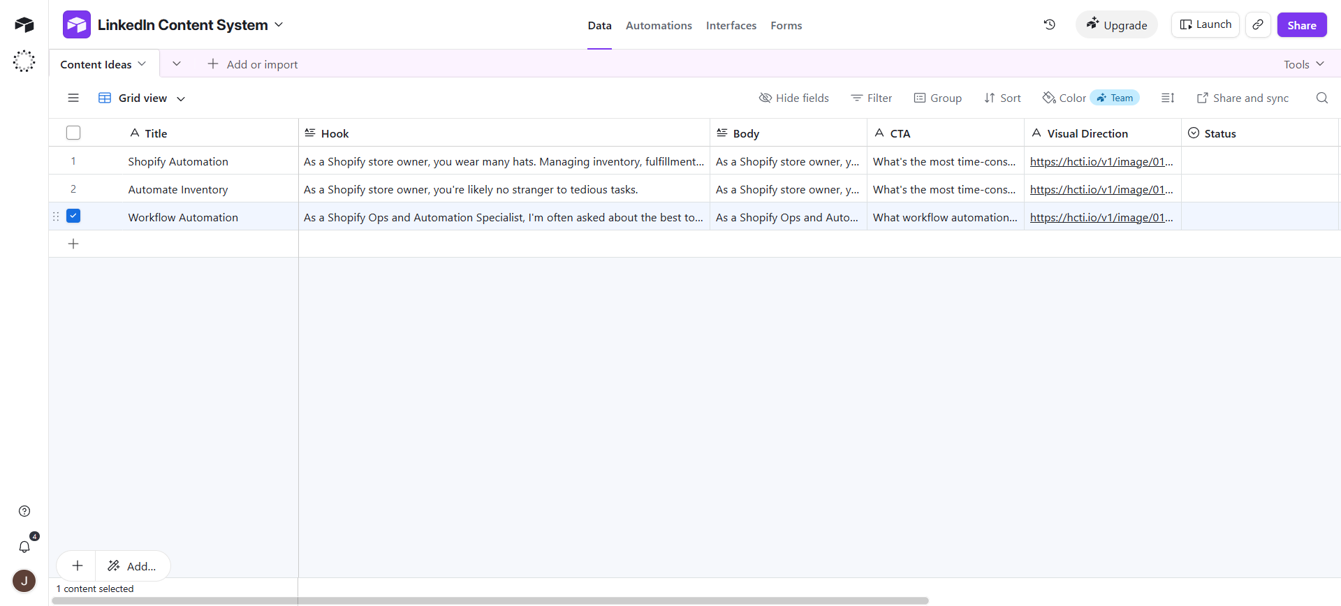 Airtable — Content Ideas database